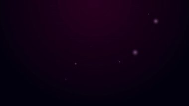 Parlayan neon hattı kimlik kartı gönüllü simgesi siyah arkaplanda izole edildi. Gönüllü kimlik kartı ya da rozet. 4K Video hareketli grafik canlandırması