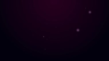 Parlayan neon hattı paspas simgesi siyah arkaplanda izole edildi. Temizlik hizmeti konsepti. 4K Video hareketli grafik canlandırması