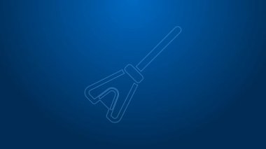 Beyaz çizgi paspas simgesi mavi arkaplanda izole edildi. Temizlik hizmeti konsepti. 4K Video hareketli grafik canlandırması