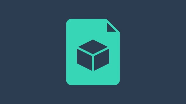 Icône de fichier cube isométrique turquoise isolée sur fond bleu. Cubes géométriques icône solide. Panneau carré 3D. Symbole de boîte. Animation graphique de mouvement vidéo 4K — Video