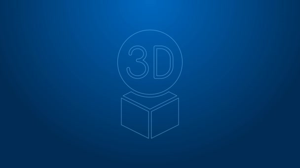 White line Isometric cube icon isolated on blue background. Geometric cubes solid icon. 3D square sign. Box symbol. 4K Video motion graphic animation — Stock Video