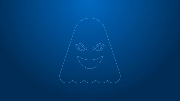 White line Ghost icon isolated on blue background. 4K Video motion graphic animation — Stock Video