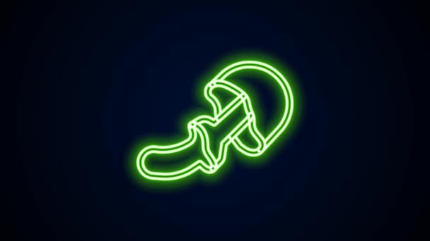 Linha de néon brilhante ícone de cogumelo Psilocybin isolado no fundo preto. Alucinação psicadélica. Animação gráfica em movimento de vídeo 4K — Vídeo de Stock