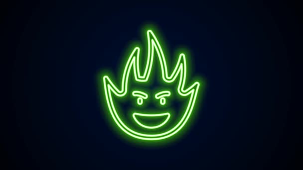 Gloeiende neon lijn Vuur vlam pictogram geïsoleerd op zwarte achtergrond. 4K Video motion grafische animatie — Stockvideo