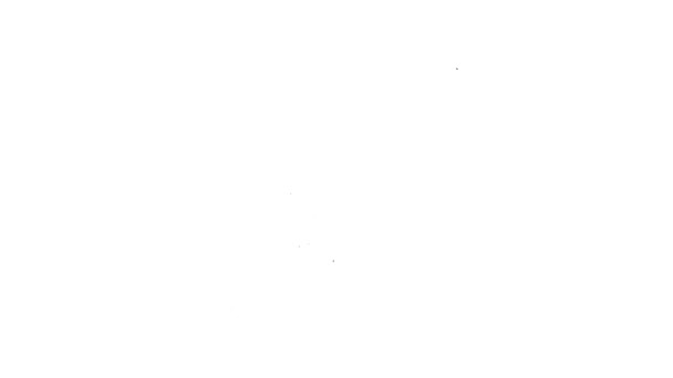 Zwarte lijn dolk pictogram geïsoleerd op witte achtergrond. Een mes icoon. Zwaard met scherp lemmet. 4K Video motion grafische animatie — Stockvideo