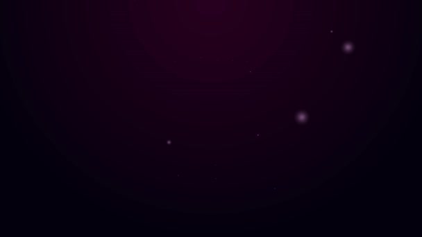 发光的霓虹灯线威奇大锅图标孤立在黑色背景。万圣节快乐派对4K视频运动图形动画 — 图库视频影像