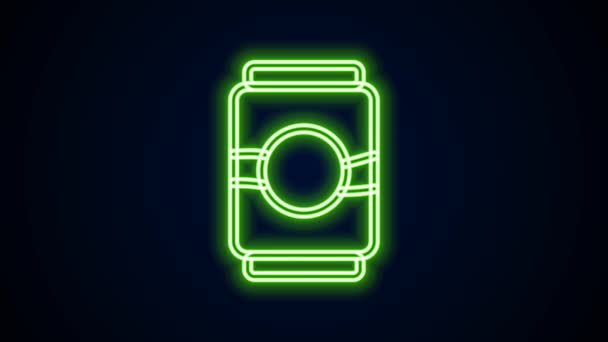 Ragyogó neon vonal Sörkanna ikon elszigetelt fekete alapon. 4K Videó mozgás grafikus animáció — Stock videók