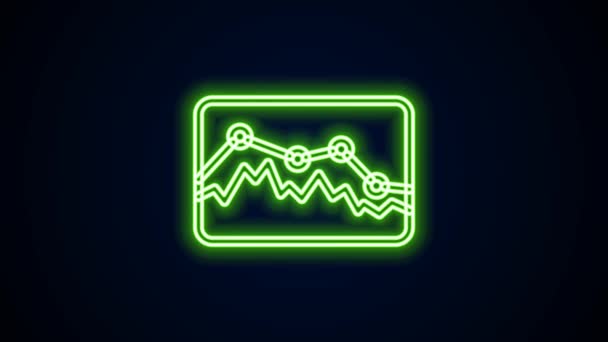 发光的霓虹灯线音乐波均衡器图标孤立在黑色背景.声波。音频数字均衡器技术,控制面板,脉冲音乐.4K视频运动图形动画 — 图库视频影像