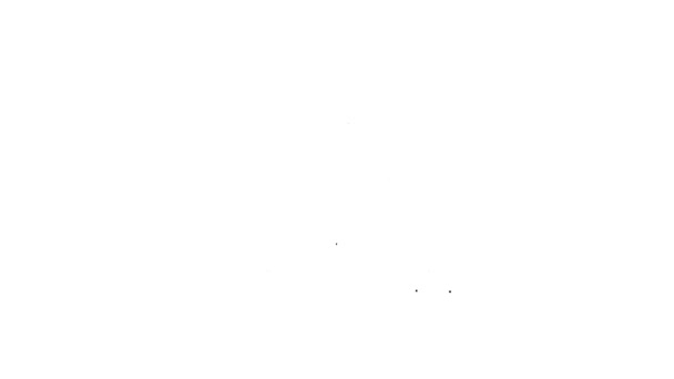 Línea negra Icono de la máquina de tambor aislado sobre fondo blanco. Equipo musical. Animación gráfica de vídeo 4K — Vídeo de stock