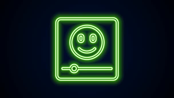 Glowing neon line Music player icon isolated on black background. Portable music device. 4K Video motion graphic animation — Stock Video