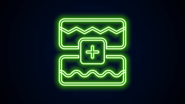 Glödande neon line Musik våg equalizer ikon isolerad på svart bakgrund. Ljudvåg. Ljud digital equalizer teknik, konsol panel, puls musikalisk. 4K Video motion grafisk animation — Stockvideo