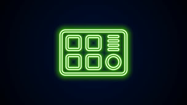 Glowing neon line Drum machine icon isolated on black background. Musical equipment. 4K Video motion graphic animation — Stock Video