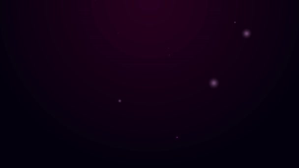 Светящаяся неоновая линия Крампус, икона Хека изолирована на черном фоне. Рогатый дьявол. Традиционный рождественский дьявол. Счастливого Хэллоуина. Видеографическая анимация 4K — стоковое видео