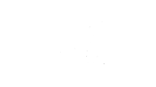 Icono de copa y pan de línea negra aislado sobre fondo blanco. Pan y copa de vino. Signo de comunión. Animación gráfica de vídeo 4K — Vídeo de stock