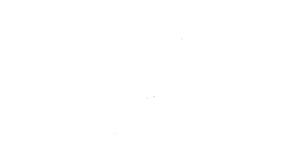 Linea nera Icona bottiglia d'acqua santa isolata su sfondo bianco. Pallone di vetro con liquido magico. Animazione grafica 4K Video motion — Video Stock