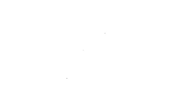 Black line Cuore con icona del cane isolato su sfondo bianco. Zampa di animale domestico nel cuore. Con amore agli animali. Animazione grafica 4K Video motion — Video Stock