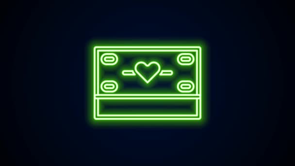 Gloeiende neon lijn Donatie en liefdadigheid pictogram geïsoleerd op zwarte achtergrond. Doneer geld en liefdadigheid concept. 4K Video motion grafische animatie — Stockvideo