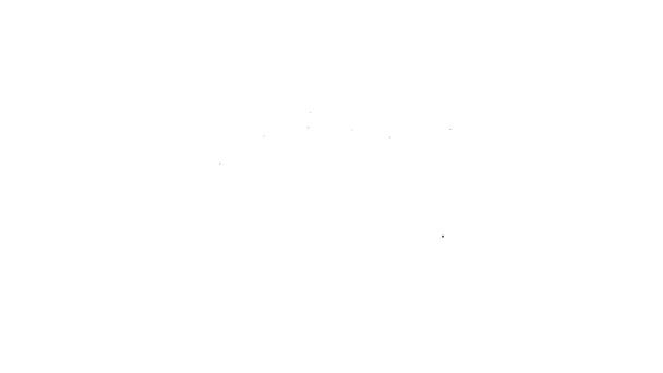 Μαύρη γραμμή εικονίδιο κουτί δώρου απομονώνονται σε λευκό φόντο. Χρόνια πολλά. 4K Γραφική κίνηση κίνησης βίντεο — Αρχείο Βίντεο