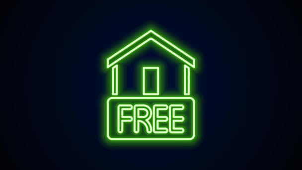 Glowing neon line Free home delivery concept for increase the sell stock icon isolated on black background. 4K Video motion graphic animation — Stock Video