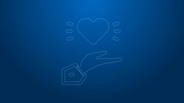 Beyaz çizgi Pleasant ilişki simgesi mavi arka planda izole edildi. Romantik ilişki mi yoksa hoş bir tanışma konsepti mi? 4K Video hareketli grafik canlandırması