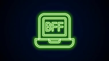 Parlayan neon hattı BFF ya da en iyi arkadaşlar sonsuza kadar siyah arkaplanda izole edilmiş ikon. 4K Video hareketli grafik canlandırması
