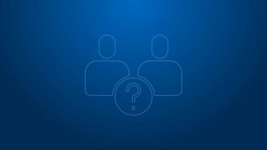 Beyaz çizgi karmaşık ilişki simgesi mavi arkaplanda izole edildi. İletişim kötü. İş arkadaşlığı karmaşık bir ilişki. 4K Video hareketli grafik canlandırması