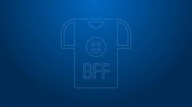 Beyaz çizgi BFF ya da en iyi arkadaşlar mavi arka planda sonsuza dek izole edilmiş ikon. 4K Video hareketli grafik canlandırması