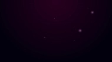 Işıldayan neon hattı İki oturan adam konuşan simge siyah arka planda izole. Konuşma balonu sohbeti. İleti simgesi. İletişim ya da yorum sohbet sembolü. 4K Video hareketli grafik canlandırması