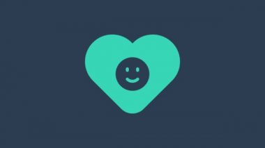 Turkuaz İyi İlişki simgesi mavi arka planda izole edildi. Romantik ilişki mi yoksa hoş bir tanışma konsepti mi? 4K Video hareketli grafik canlandırması