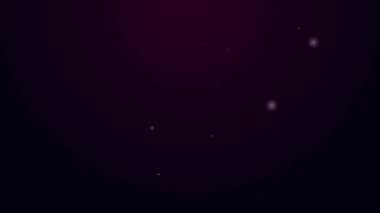 Parlayan neon hattı flört uygulaması çevrimiçi konsept simgesi siyah arkaplanda izole edildi. Kadın erkek profili düz tasarım. Çift ilişki için eşleşiyor. 4K Video hareketli grafik canlandırması