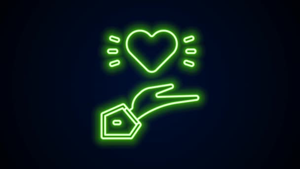 Leuchtende Leuchtschrift Angenehmes Beziehungssymbol isoliert auf schwarzem Hintergrund. Romantische Beziehung oder angenehmes Tagungskonzept. 4K Video Motion Grafik Animation — Stockvideo