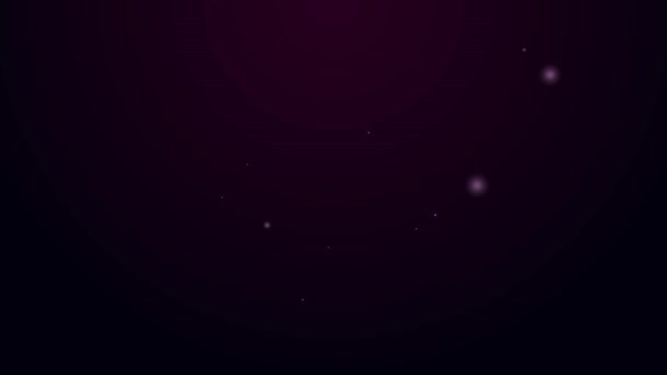 Ligne lumineuse au néon Verrouillage avec icône clé isolée sur fond noir. Symbole d'amour et signe de serrure. Animation graphique de mouvement vidéo 4K — Video