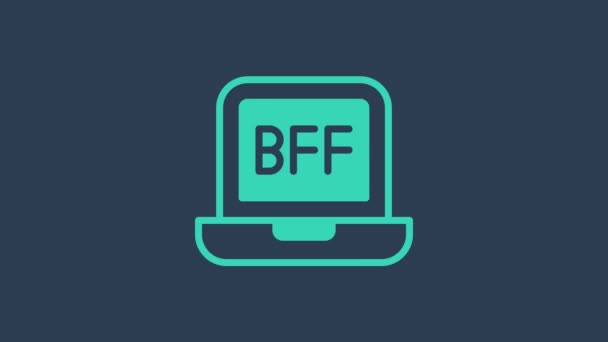 Tyrkysová BFF nebo nejlepší přátelé navždy ikona izolované na modrém pozadí. Grafická animace pohybu videa 4K