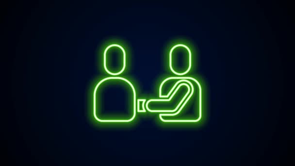 Glowing neon line Happy friendship day icon isolated on black background. Konsep pertemanan abadi. Animasi grafis gerak Video 4K — Stok Video