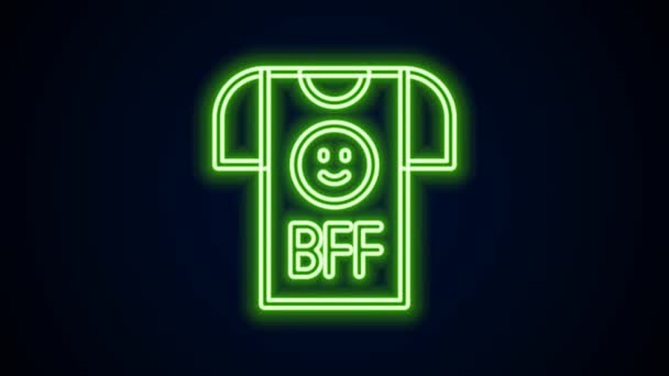 BFF linea neon incandescente o migliori amici per sempre icona isolata su sfondo nero. Animazione grafica 4K Video motion — Video Stock