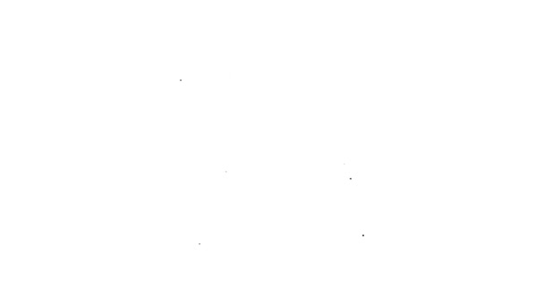 Linha preta Ícone de conferência de bate-papo de vídeo isolado no fundo branco. Computador com vídeo chat interface sessão ativa na tela. Animação gráfica em movimento de vídeo 4K — Vídeo de Stock