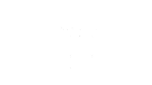 Zwarte lijn Cadeaudoosje pictogram geïsoleerd op witte achtergrond. Gefeliciteerd met je verjaardag. 4K Video motion grafische animatie — Stockvideo