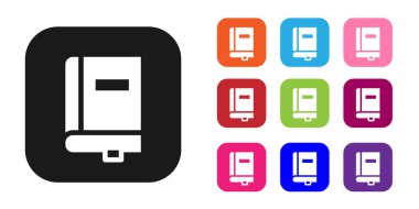 Siyah Yasa kitabı simgesi beyaz arkaplanda izole edilmiş. Yasal yargıç kitabı. Yargılama kavramı. Simgeleri renklendirin. Vektör