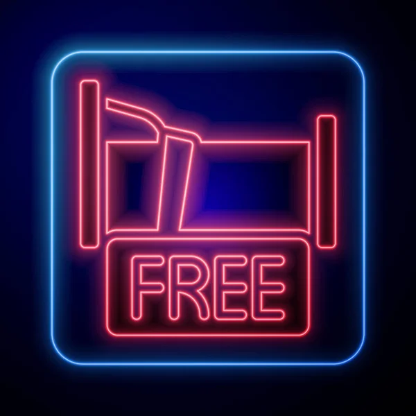 Glowing neon Free overnight stay house icon isolated on black background. Vector — Stock Vector