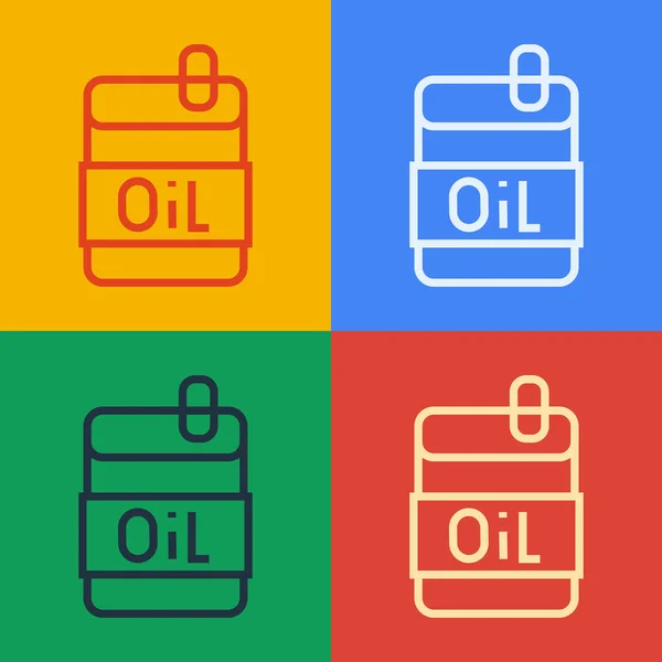 Linia de artă pop Sticlă de pictogramă ulei de măsline izolată pe fundal color. Jug cu pictogramă ulei de măsline. Vector — Vector de stoc