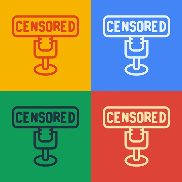 Pop konst linje Censored stämpel ikon isolerad på färg bakgrund. Vektor — Stock vektor