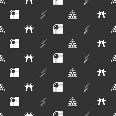 Bilardo toplarını üçgen şeklinde dizin, dinlenin, masa ve işaret dilimsiz desen üzerinde olsun. Vektör