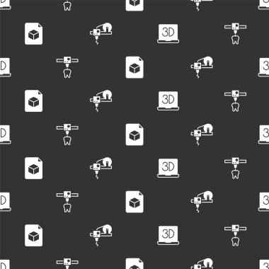 3D yazıcı, diş, Isometric küp dosyası ve kusursuz desen ayarla. Vektör
