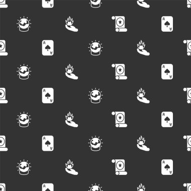 Sihirli parşömeni kur, iskambil oyna, top ve el kusursuz deseni tutsun. Vektör