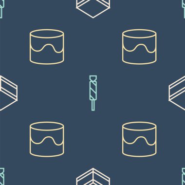 Çizgiyi Brownie çikolatalı pastası, Pasta ve Şekeri kusursuz desenlere göre ayarla. Vektör