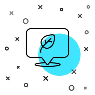 Siyah çizgi vejetaryen diyet ikonu Kara Hat geçmişini izole etti. Organik, biyolojik, ekolojik sembol. Vejetaryen, et yok, laktozsuz, sağlıklı, taze ve şiddet içermeyen yiyecekler. Rastgele dinamik şekiller. Vektör.