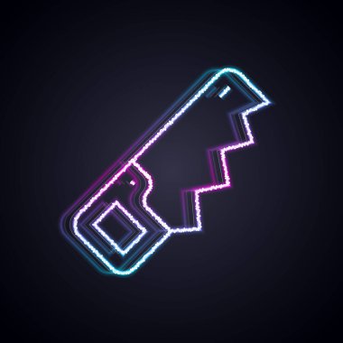 Parlayan neon hattı El siyah arka planda izole edilmiş bir ikon gördü. Vektör.