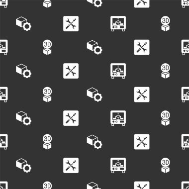 3D yazıcı, Isometric küp ve dikişsiz desen ayarla. Vektör