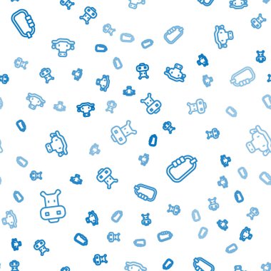 Hippo ya da Hippopotamus, Carabiner ve Afrikalı bufalo başlarını kusursuz bir şekilde hizaya sokun. Vektör