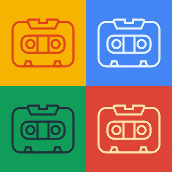 Pop Art Ligne Retro Cassette Audio Icône Bande Isolée Sur — Image vectorielle